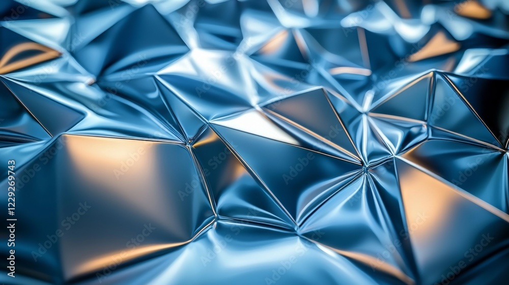 Poster A stunning metallic surface glimmers under ambient light, showcasing sharp edges and smooth curves. The intricate patterns create a dynamic visual experience, evoking a sense of modern innovation