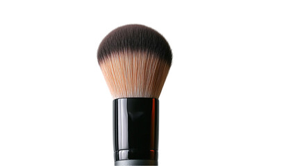 Close Up of a Fluffy Black and Grey Makeup Powder Brush on a Bla