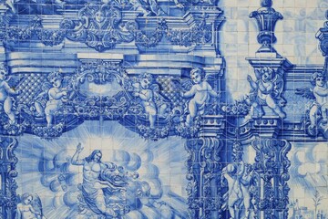 Capela das Almas, outer wall with azulejos tiles, detail, Porto, UNESCO World Heritage Site,...