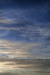 Evening sky with clouds, Altocumulus stratiformis clouds