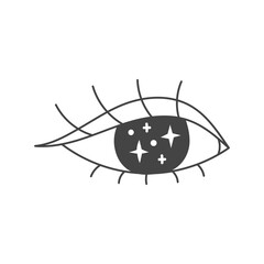 Surreal Eye with Stars and Eyelashes. Hand drawn vector illustration of magical celestial vision and sight. Doodle spiritual symbol