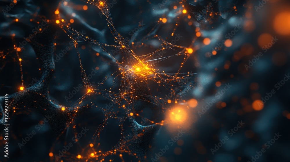 Poster network-inspired background featuring intersecting lines and glowing nodes