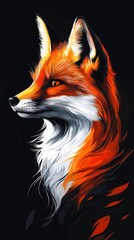Obraz premium A stunning profile of a fox showcasing vibrant orange and white colors. The artwork captures the essence of wildlife and its beauty. Perfect for nature lovers. Generative AI