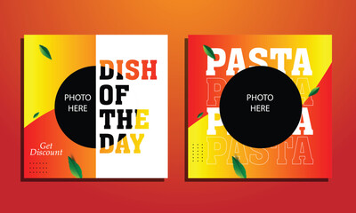 Pasta vibrant and modern social media post template vector