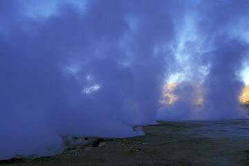 Geyers hot gusher of Tatio Atacama Desert Chile