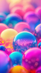 Vibrant Glossy Spheres with Soft Bokeh Effect abstract background
