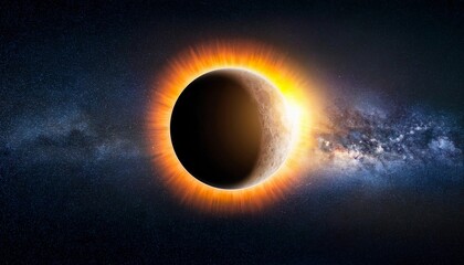 Solar Eclipse. The moon moving in front of the sun. Astronomical Phenomenon