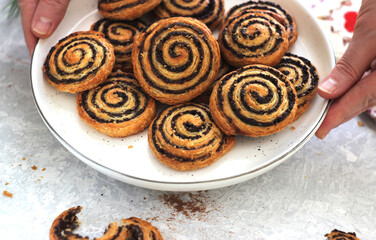 Sweet cookies with poppy seeds and cinnamon