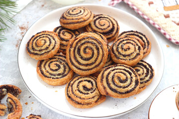 Sweet cookies with poppy seeds and cinnamon