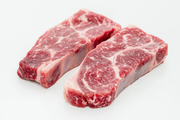 Fresh raw beef steak meat isolated on white background.