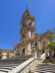 Obraz premium The Cathedral of San Giorgio, Modica, Ragusa Province, Sicily, Italy, Europe