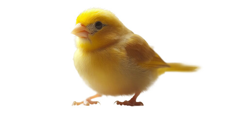 Obraz premium Small yellow bird is standing on transparent background