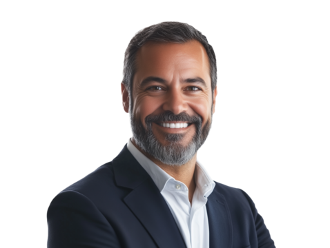 portrait of a smiling businessman isolated on transparent background