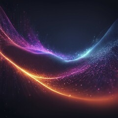 Obraz premium Colorful glowing lines and particles create an abstract digital wave against a dark background, Fire Particles, AI generated