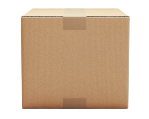 plain cardboard box with simple design, unbranded and photorealistic, ideal for shipping or storage. Its neutral color and sturdy construction make it versatile for various uses