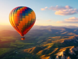 Obraz premium Stunning Hot Air Balloon Over Scenic Landscape
