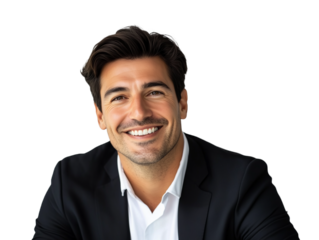 portrait of a smiling businessman isolated on transparent background