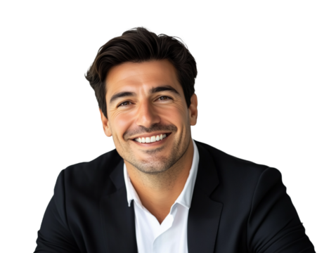 portrait of a smiling businessman isolated on transparent background