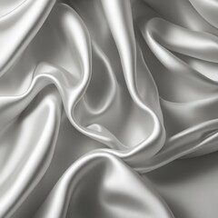 Obraz premium White silk fabric with a smooth, shiny texture and elegant folds, projecting softness, AI generated