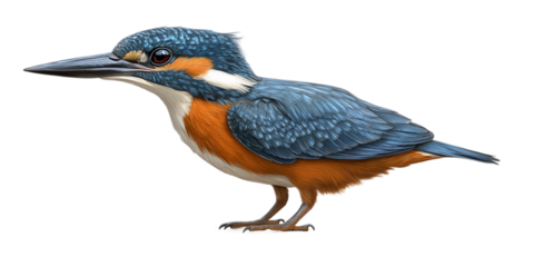 Blue and orange bird with a long beak