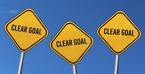 Clear goal, yellow signs with blue sky