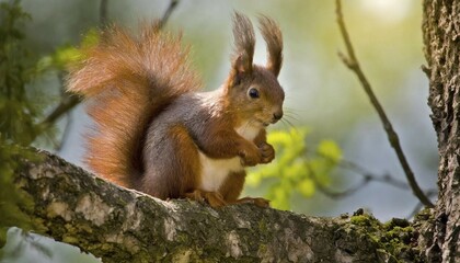 AI generated, animal, animals, mammal, mammals, biotope, habitat, a, single animal, foraging, wildlife, eurasian red squirrel (Sciurus vulgaris)