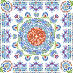 Seamless pattern design inspired by traditional Hungarian embroidery