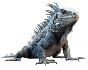 Obraz premium Lizard with long, white, spiky hair is standing on transparent background