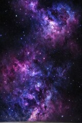 Naklejka premium A close-up of a colorful nebula with vivid purples, pinks, and blues in deep space, AI generated