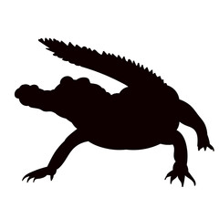 cute crocodile black silhouette vector