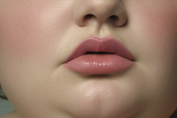 Naklejka premium Close up of lips of curvy plus size woman. KI generiert, generiert AI generated