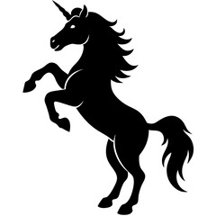 Wild horse black silhouette flat vector illustration 
