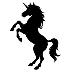 Wild horse black silhouette flat vector illustration 