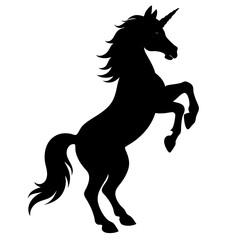 Wild horse black silhouette flat vector illustration 