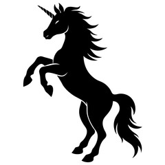 Wild horse black silhouette flat vector illustration 