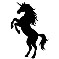 Wild horse black silhouette flat vector illustration 