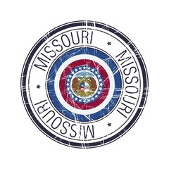 Great state of Missouri postal rubber stamp, vector object over white background