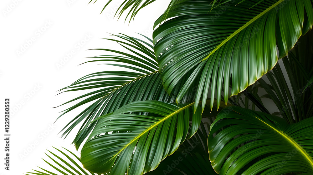 Poster Monstera and palm leaves jungle texture