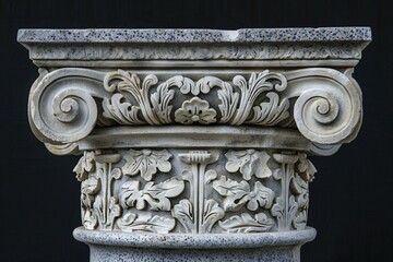 Naklejka premium Greek column on black background. Generative Ai, AI generated