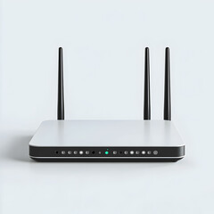 A sleek modern internet router with a minimalist design, placed on a clean white background