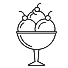 Delicious Ice Cream Sundae with Cherries Clipart