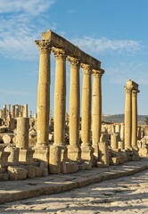 South section of Cardo Maximus street, Jerash, Jordan, Asia