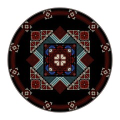 Decorative round Palestinian Tatreez design element over white background, vector illustration