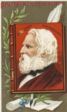 Famous people in American history, Henry Wadsworth Longfellow (born 27 February 1807 in Portland) (Maine (now Maine) (died 24 March 1882 in Cambridge) (Massachusetts) was an American writer, lyricist, translator and playwright, Historical, digital reproduction of a 19th-century scrapbook image