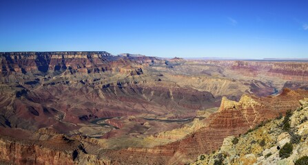 Canyon landscape, gorge of the Grand Canyon, Colorado River, eroded rock landscape, South Rim,...