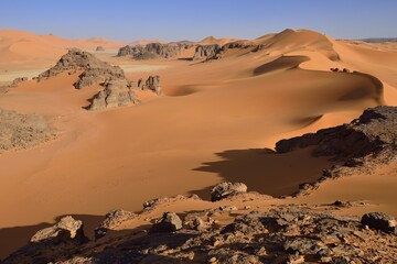 Sanddunes of Ouan Zaouatan, Tadrart, Tassili n'Ajjer National Park, Sahara, Algeria, Africa