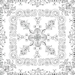 Hand drawn seamless floral pattern on a white background, vector textile template