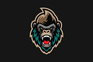 Fierce Gorilla Warrior Esports Mascot Logo Art vector