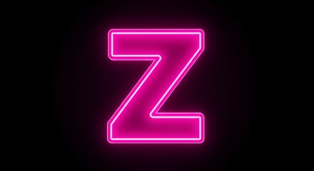 Glowing neon pink letter Z on a black background, symbolizing modern typography, digital art, futuristic design, creative branding, and vibrant illuminated alphabet aesthetics  
