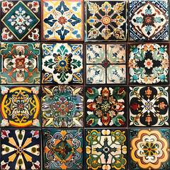 A Mesmerizing Array of Ornamental Tiles Featuring Intricate Patterns, Vibrant Colors, and Exquisite Craftsmanship, Perfect for Elevating Any Space with Timeless Beauty and Artistry